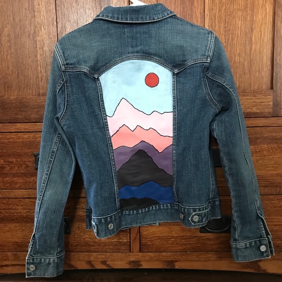 Hand-painted distressed denim jacket - Picture 1 of 3